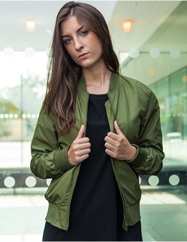 B-BY044-Ladies Nylon Bomber Jacket